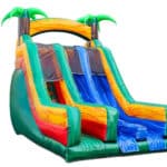 18 Ft Tropical Ice Dual Lane Inflatable Slide Splash Down