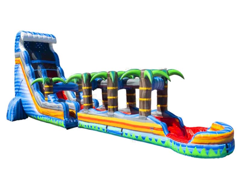E104112 22 Ft Tropical Fireblast Tsunami SL Inflatable Water Slide With Slip N Slide - Image 1