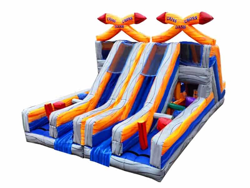 E105107 Criss Cross Dash Inflatable Obstacle Course 2 Piece - Image 1