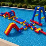 Triple Track Inflatable Pool Challenge Course