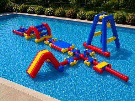 Triple Track Inflatable Pool Challenge Course